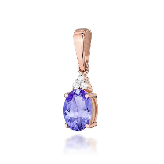 Pandantiv Aur 14K cu Tanzanit 0.70 ct si Diamante - Imagine 2