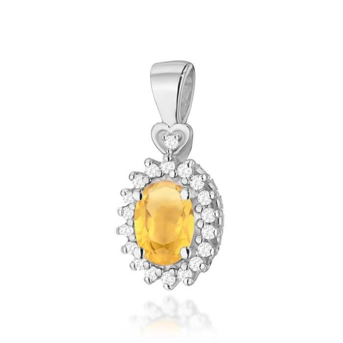 Pandantiv Aur 14K cu Citrine 0.60 ct si Diamante - Imagine 3