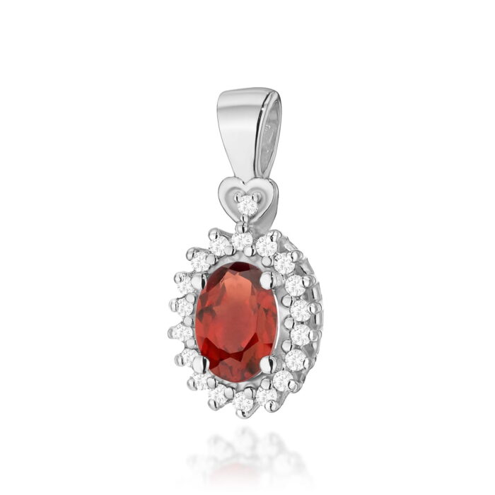 Pandantiv Aur 14K cu Garnet 0.50 ct si Diamante - Imagine 3
