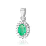 Pandantiv Aur 14K cu Smarald 0.40ct si Diamante - Imagine 3