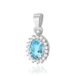 Pandantiv Aur 14K cu Topaz 0.50ct si Diamante - Imagine 3