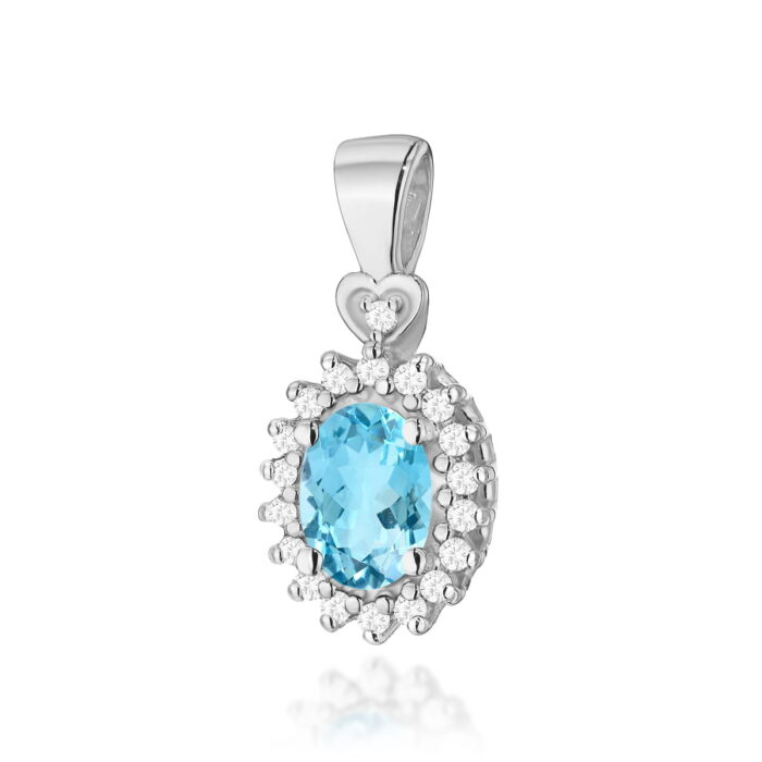 Pandantiv Aur 14K cu Topaz 0.50ct si Diamante - Imagine 3
