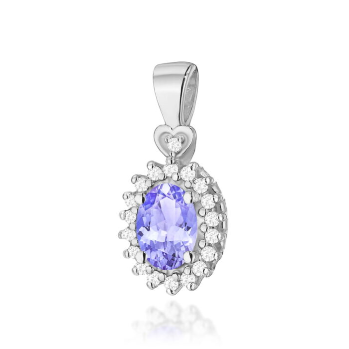 Pandantiv Aur 14K cu Tanzanit 0.40ct si Diamante - Imagine 3