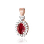 Pandantiv Aur 14K cu Rubin 0.60 ct si Diamante - Imagine 5