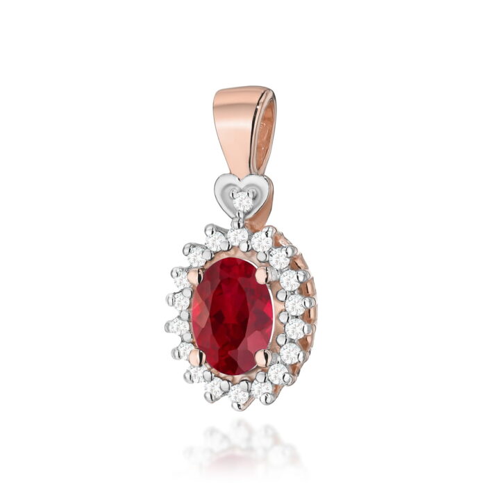 Pandantiv Aur 14K cu Rubin 0.60 ct si Diamante - Imagine 5