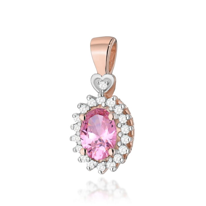 Pandantiv Aur 14K cu Topaz Roz 0.50ct si Diamante - Imagine 5