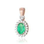 Pandantiv Aur 14K cu Smarald 0.40ct si Diamante - Imagine 5