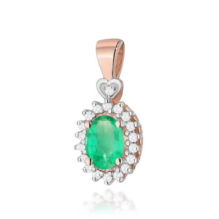 Pandantiv Aur 14K cu Smarald 0.40ct si Diamante - Imagine 5