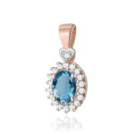 Pandantiv Aur 14K cu Topaz London Blue 0.40ct si Diamante - Imagine 5