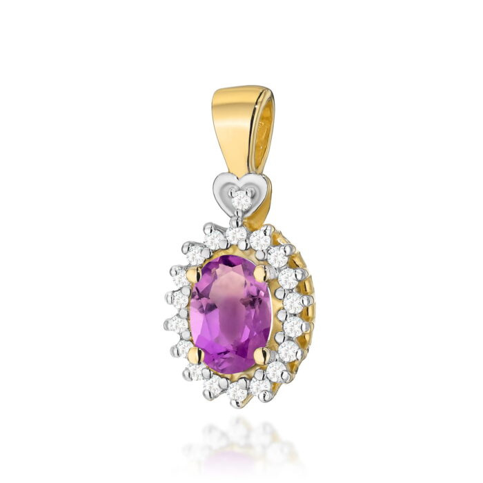 Pandantiv Aur 14K cu Ametist 0.40 ct si Diamante - Imagine 5