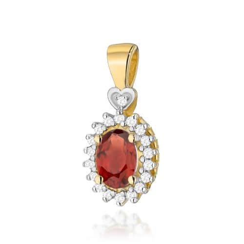 Z312-Z-585-G0.50_1.jpg Pandantiv Aur 14K cu Garnet 0.50 ct si Diamante - Imagine 1