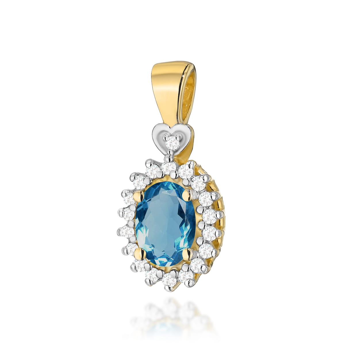 Z312-Z-585-TLB0.50_1.jpg Pandantiv Aur 14K cu Topaz London Blue 0.40ct si Diamante - Imagine 1