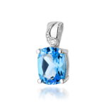Pandantiv Aur 14K cu Topaz Albastru 2.40ct si Diamante - Imagine 3