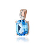 Pandantiv Aur 14K cu Topaz Albastru 2.40ct si Diamante - Imagine 5