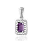 Pandantiv Aur 14K cu Ametist 0.50 ct si Diamante 0.10 ct - Imagine 3