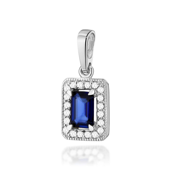 Pandantiv Aur 14K cu Safir 0.60 ct si Diamante 0.10 ct - Imagine 3