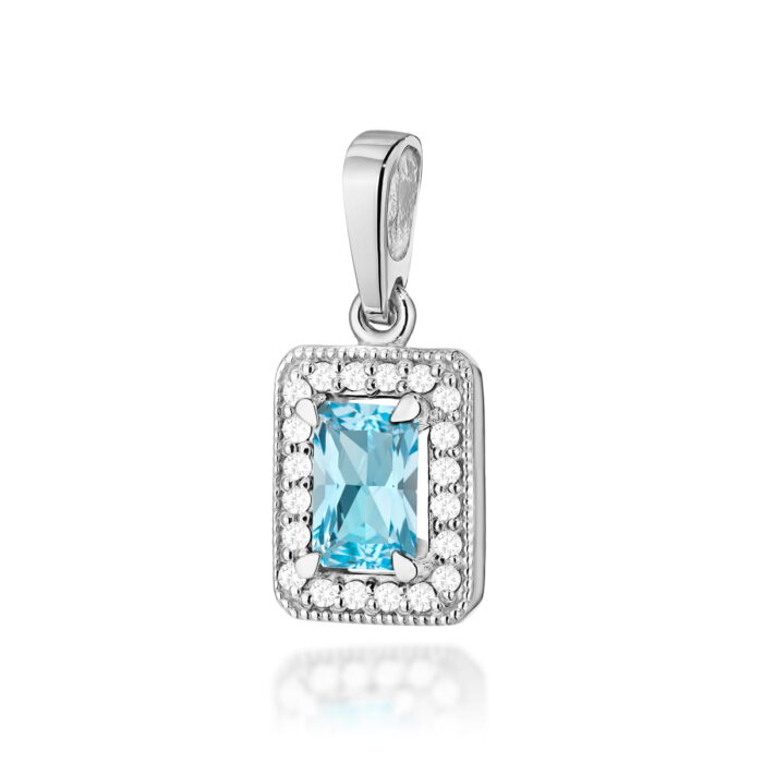 Pandantiv Aur 14K cu Topaz  0.60 ct si Diamante 0.10 ct - Imagine 2