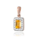 Pandantiv Aur 14K Citrin 0.60 ct si Diamante 0.10 ct - Imagine 3
