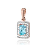 Pandantiv Aur 14K cu Topaz  0.60 ct si Diamante 0.10 ct - Imagine 4