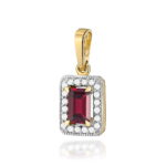 Pandantiv Aur 14K cu Garnet 0.70 ct si Diamante 0.10 ct