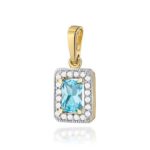 Pandantiv Aur 14K cu Topaz  0.60 ct si Diamante 0.10 ct