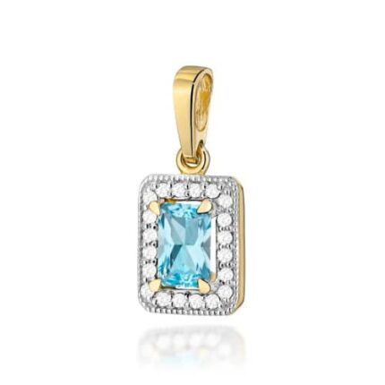 Pandantiv Aur 14K cu Topaz  0.60 ct si Diamante 0.10 ct