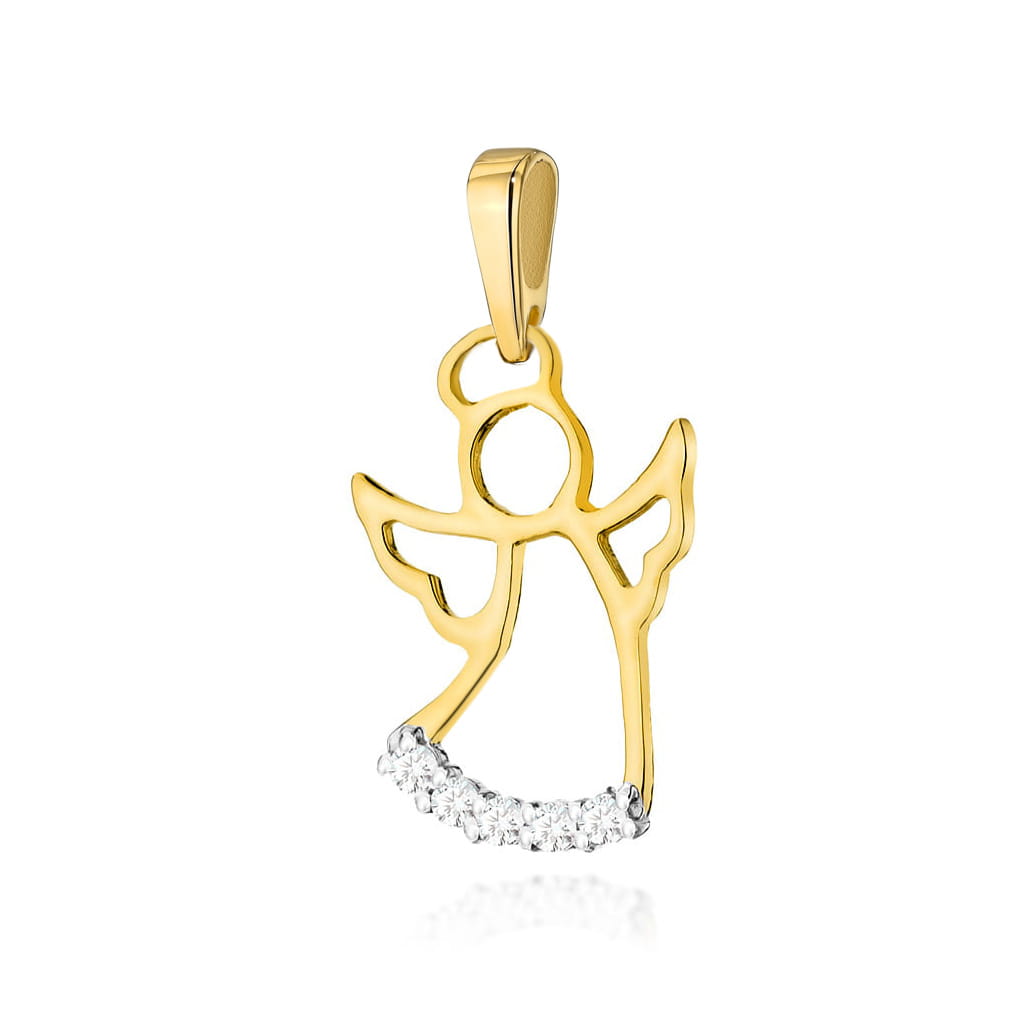 Z504-Z-585-B0.07_1.jpg Pandantiv Ingeras Aur 14K cu Diamante 0.07 ct - Imagine 1