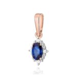 Pandantiv Aur 14K cu Safir 0.30 ct si Diamante - Imagine 2