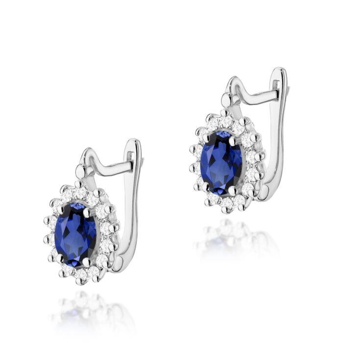 Cercei Aur 14K cu Safir 1.40 ct si Diamante 0.24 ct. - Imagine 3