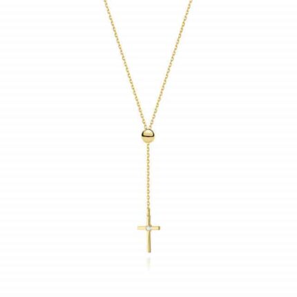 Colier Cruciulita Aur 14k cu Diamant 0.145 ct