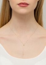 Colier Cruciulita Aur 14k cu Diamant 0.145 ct - Imagine 3