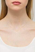 Colier cu pandantiv litera A din Aur 14K cu Diamant 0.005 ct - Imagine 2