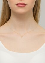 Colier cu pandantiv litera P din Aur 14K cu Diamant Natural 0.005 ct - Imagine 2