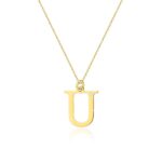 Colier cu pandantiv litera U din Aur 14K cu Diamant Natural 0.005 ct