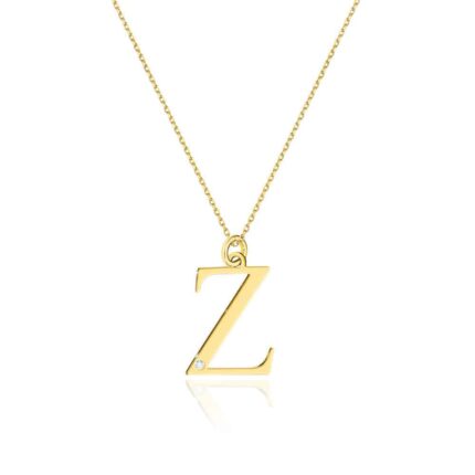 Colier cu pandantiv litera Z din Aur 14K cu Diamant 0.005 ct