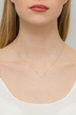 Colier Inger Aur 14 K cu Diamante 0.0145 ct - Imagine 5