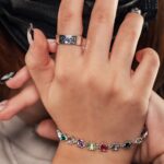 Brățară din argint cu pietre multicolore B362 - Imagine 3