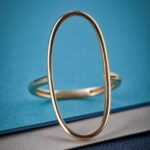 Inel minimalist oval din aur de 14k I0209 - Imagine 2