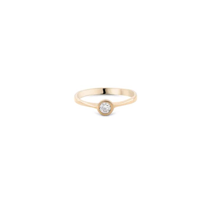 Inel solitaire din aur galben cu diamant 0.14 ct  I0220 - Imagine 2