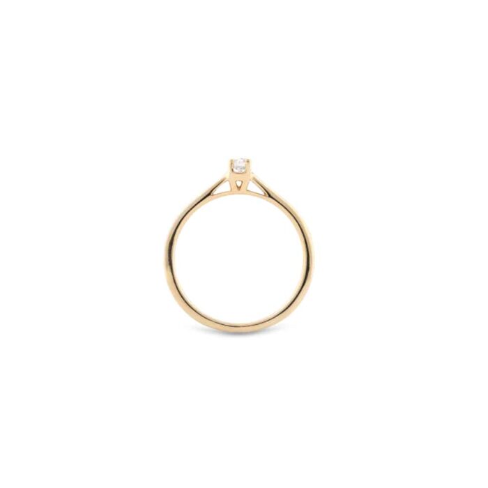 Inel solitaire din aur galben cu diamant 0.10ct  I0219 - Imagine 3