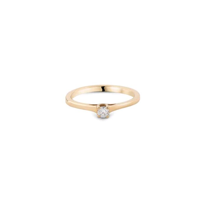 Inel solitaire din aur galben cu diamant 0.10ct  I0219 - Imagine 2