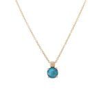 Set din aur cercei și pandantiv cu blue london topaz S124 - Imagine 2