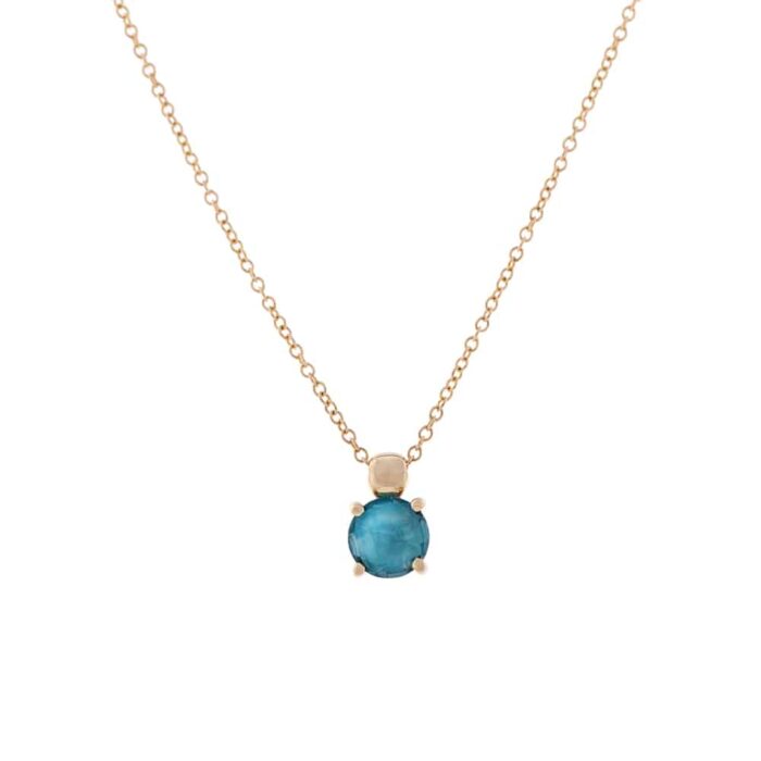 Set din aur cercei și pandantiv cu blue london topaz S124 - Imagine 2