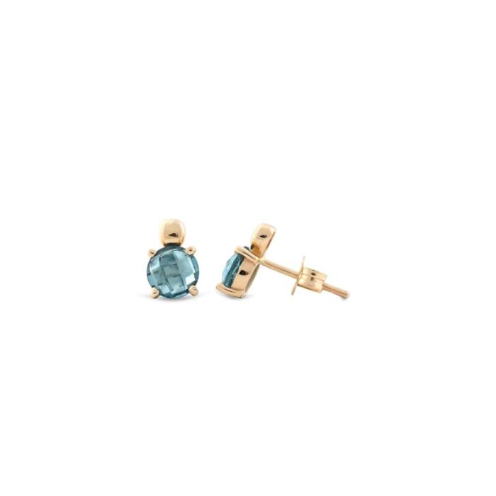 Set din aur cercei și pandantiv cu blue london topaz S124 - Imagine 3