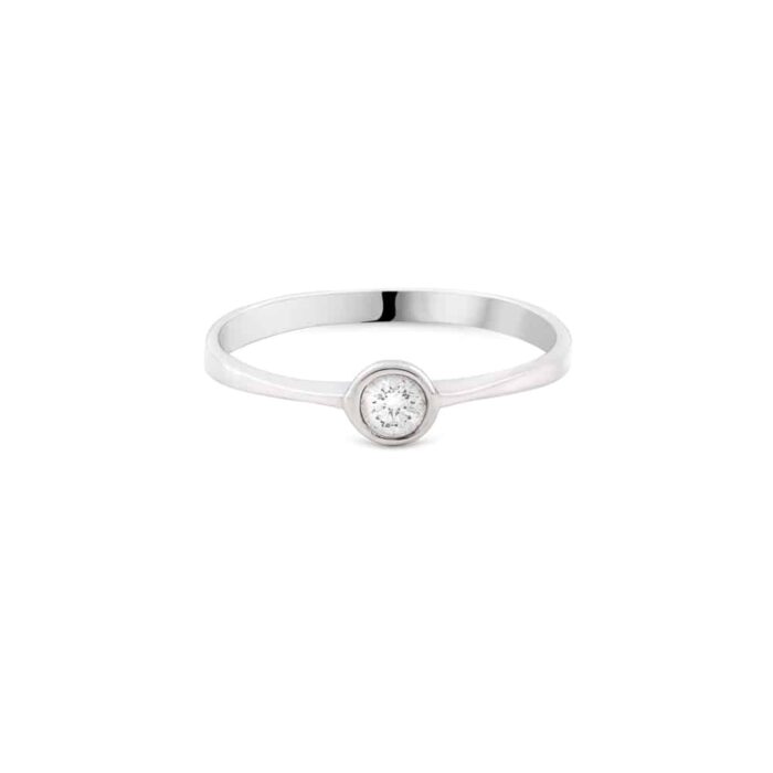 Inel solitaire din aur alb cu diamant 0.14ct I0215 - Imagine 2