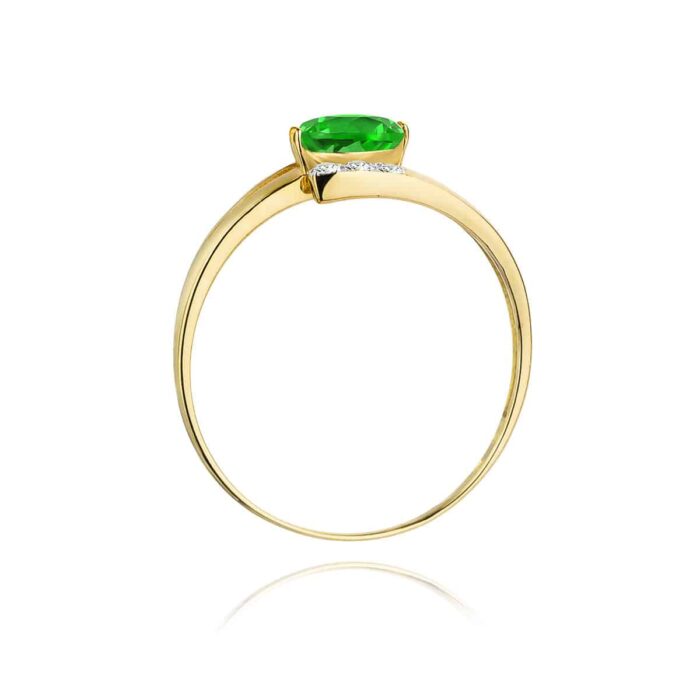 Inel Aur 14K cu Smarald 0.40 ct si Diamante 0.05 ct - Imagine 3