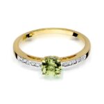Inel Aur 14K  cu Peridot 0.60 ct si Diamante laterale 0.05 ct - Imagine 2
