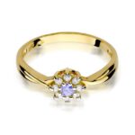 Inel Aur 14k cu Ametist 0.10 ct si Diamante Laterale de 0.116 ct - Imagine 2