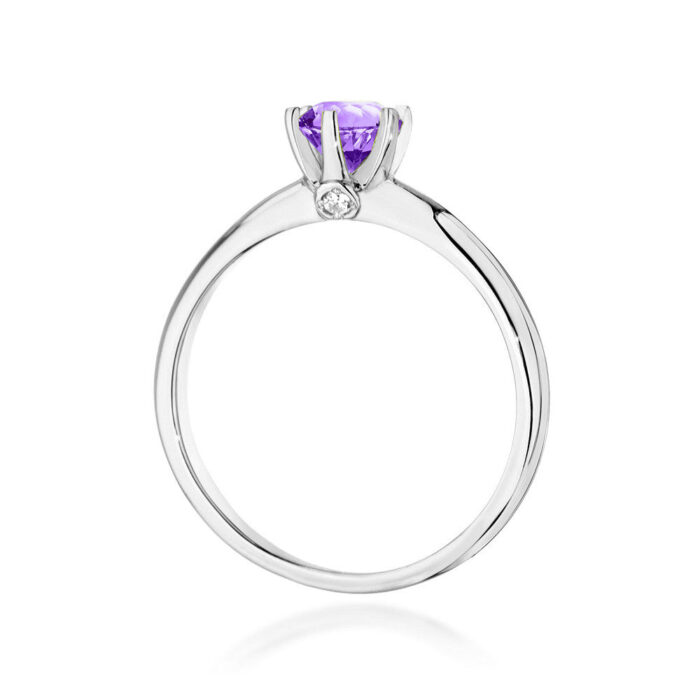 Inel Aur 14K cu Ametist 0.50 ct si Diamante 0.04 ct - Imagine 6