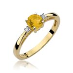 Inel Aur 14K cu Citrin 0.50 ct si Diamante 0.03 ct